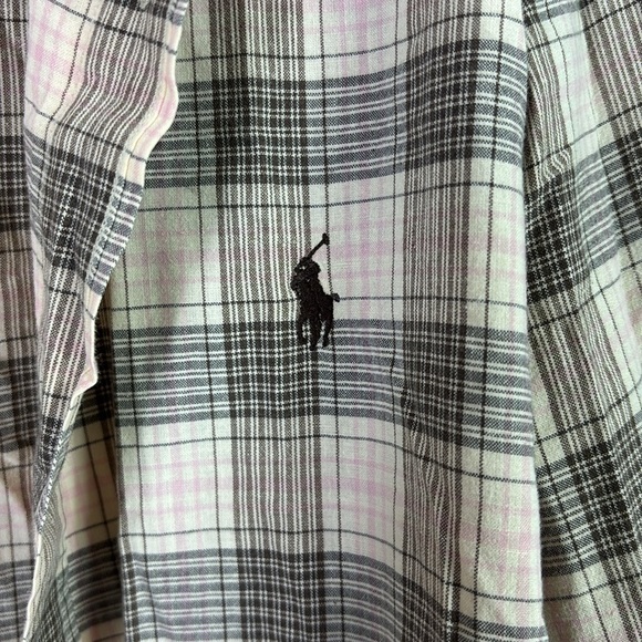 Ralph Lauren Button Down Shirt Brown Light Pink Plaid Blake Vintage size Large - Picture 3 of 6